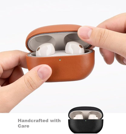 LOPIE Leather Case Compatible with Sony WF-1000XM5, Handcrafted Fully-Wrapped Nappa Leather Case Designed for Earbuds WF1000XM5 Cover 2023, Protective Hard Shell for Men/Women - Black