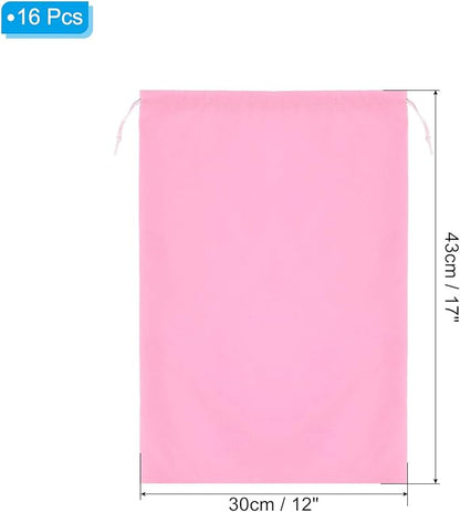 PATIKIL Shoe Dust Bag, 16 Pack Duster Flannel Shoes Pouch with Drawstring Washable Breathable Travel Shoe Bags for Home Luggage Storage, 12x17" Pink