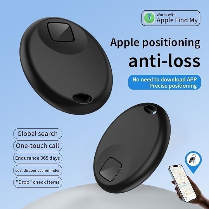 Bluetooth Air Tracker Tags Works with Apple Find My APP (iOS 14.5 Above Only), Smart Tag Item Finders for Key, Luggage, Backpack and More, IP67 Waterproof Tracking Tags (Black, 3 Pack)