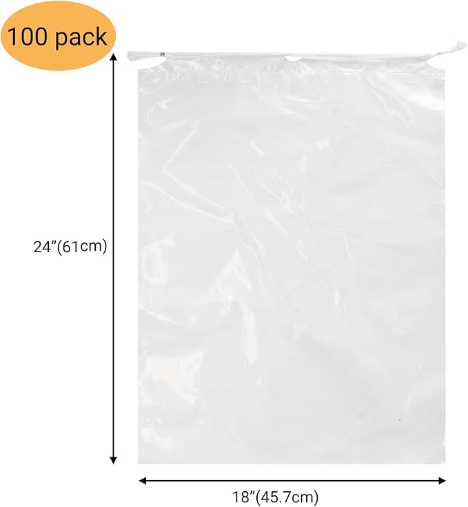 100 Pack 18x24 inch Transparent Shoe Bags for Travel Large Clear Shoes Storage Organizers Pouch with Cotton Draw Strings Shoe Dust Bags