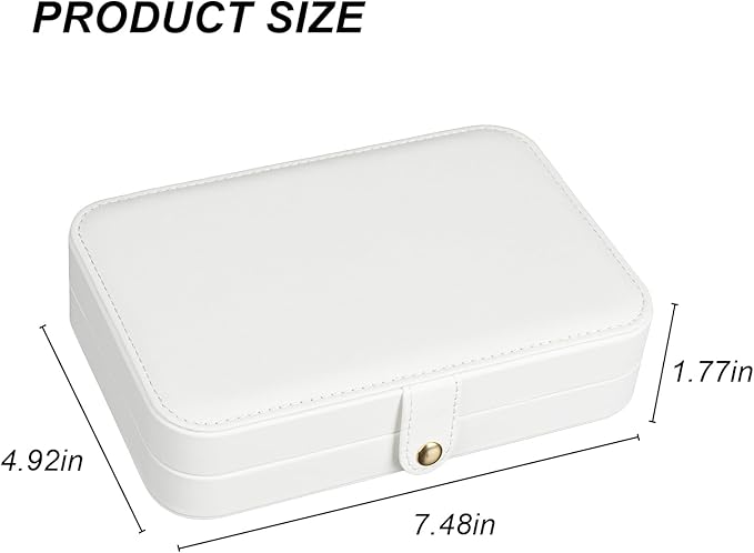 Small Jewelry Box, Travel Jewelry Case Portable Jewelry Boxes for Women, 2-Layer Mini Jewelry Travel Organizer, Gift for Women Girls,White D