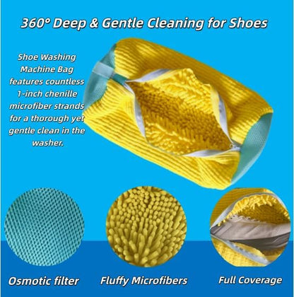Shoe Washing Machine Bag Shoe Cleaner Bag for Washer Reusable 2 Pack Sneaker Cleaner shoe laundry bag Wash Mesh Cleaning Dryer for Tennis Shoes and Boots 360° Deep Clean