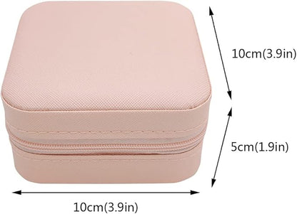 Mini Jewelry Case, Small Travel Jewelry Organizer, Portable Jewelry Box Mini Storage Organizer Display Box For Rings Earrings Necklaces (Pink-4)