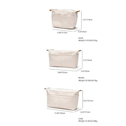 Insert Storage Bag Purse Organizer and Cosmetic Travel Bags for Women Makeup Bag with Compartments Three Sizes Cotton Canvas built-in compartments functiona and fashionable