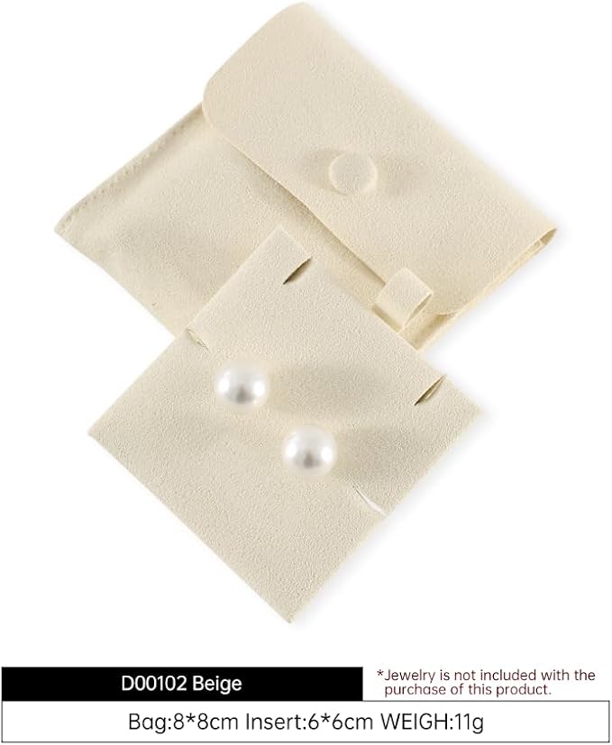 10pc Small Jewelry Pouch For Necklace Stud Earring，Mini Ring Boxes Pouches Bags Organizer For Women,Travel Jewlery Box Case Storage （White）