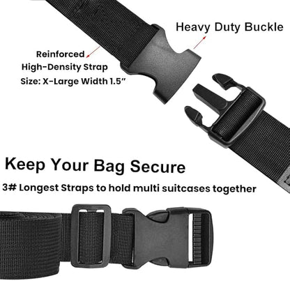 Luggage Straps for Suitcases - 4 pcs Travel Accessories, Heavy Duty Adjustable Suitcase Straps with Add a Bag Strap, Multi-Suitcase Luggage Connector Straps (Luggage Scale + 3 Pack Luggage Belt)
