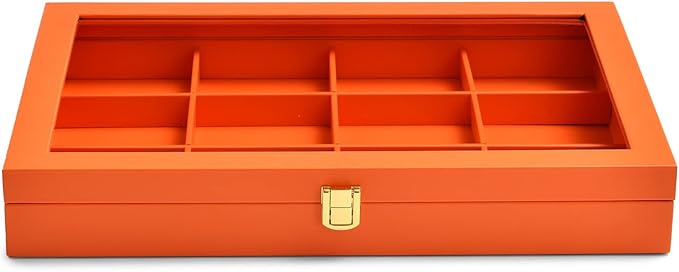 Oirlv Premium Leather Jewelry Organizer Tray with Acrylic Lid Bracelet Bangle Necklace Display Case Drawer Insert 12 Gird Jewelry Case