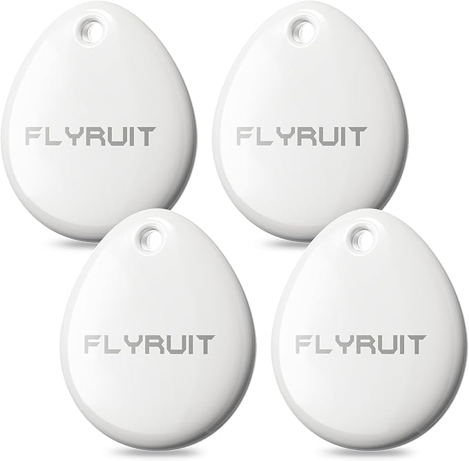 Tracker Tags 4-Pack for Apple Find My, Official MFi Certified, Smart Bluetooth Key Finder, Tracking Device for iPhone, Mini Finder Locator for Luggage, Backpack, Wallet, Bags, Dog, Pet, Camera, eBike