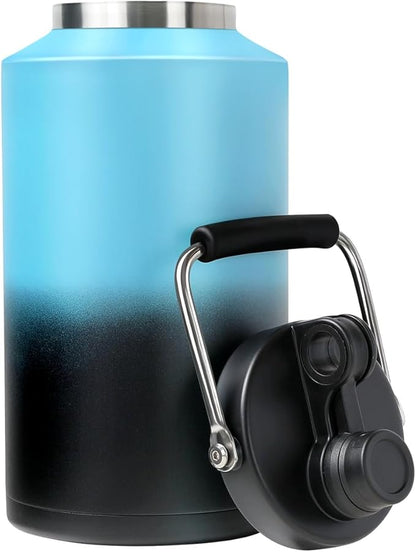 Insulated Water Bottle, 1 Gallon Jug with Handle, 128 oz Stainless Steel Large Water Bottle Wide Mouth Double Vacuum for Hot & Cold Drinks, Gradient Blue