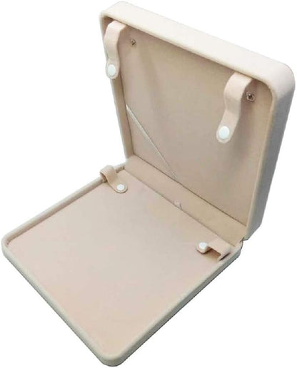 Jewelry Set Velvet Box Necklace Earring Ring Necklace Bracelet Gift Display Case Wedding Jewelry Storage Holder (Beige for Long Pearl Chain)