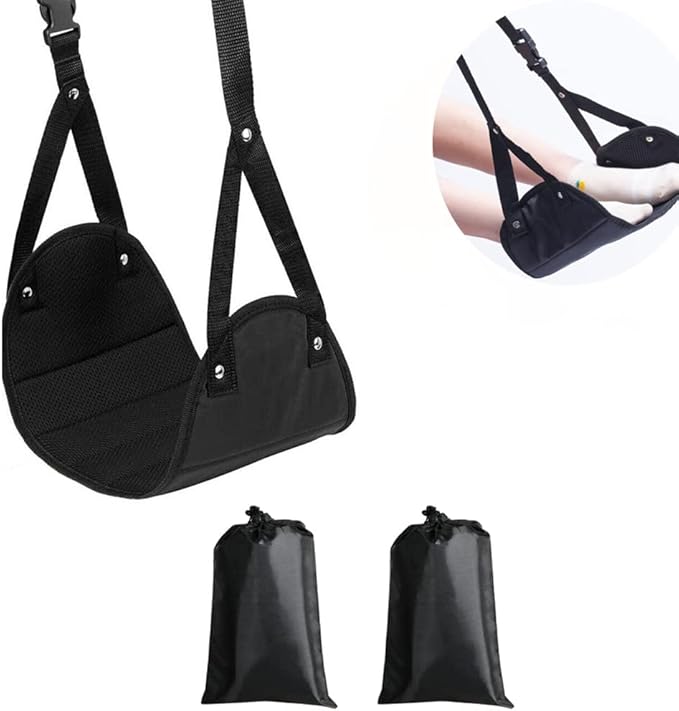 2 Pack Airplane Footrest,Travel Foot Hammock for Flights,Reduce The Swelling of Feet,Adjustable Height Relaxing Hammock for Legs and Feet Rest