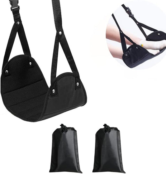 2 Pack Airplane Footrest,Travel Foot Hammock for Flights,Reduce The Swelling of Feet,Adjustable Height Relaxing Hammock for Legs and Feet Rest