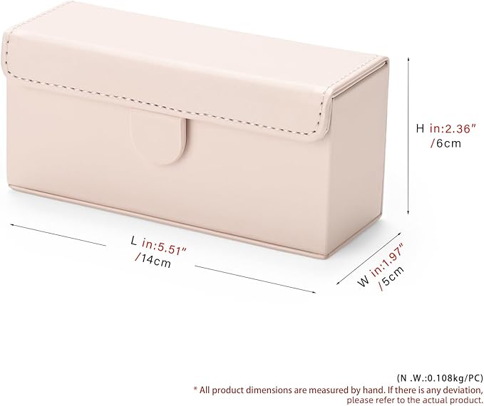 Leather Travel Jewelry Box, Portable Pocket Size Ring Box for Women, Mini Jewelry Travel Case Small Ring Holder Organizer with 12 Slots for purse(Pink)