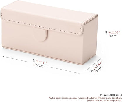 Leather Travel Jewelry Box, Portable Pocket Size Ring Box for Women, Mini Jewelry Travel Case Small Ring Holder Organizer with 12 Slots for purse(Pink)