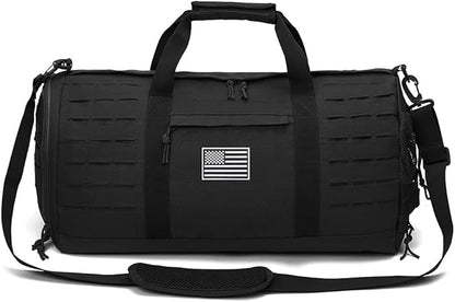 QT&QY 40L Military Tactical Duffle Bag For Men Sport Gym Fitness Tote Travel Training Workout With Shoe Compartment Basketball Football Weekender
