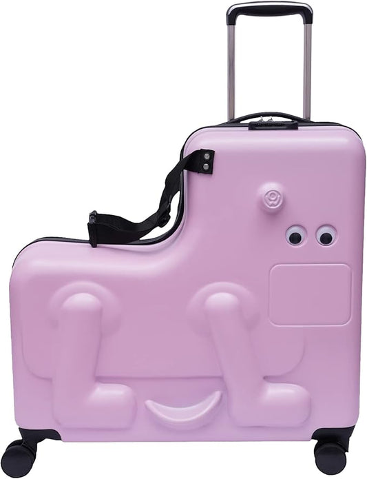 24"Kids Luggage Portable Kids Suitcase Children's Ride On Trolley Rolling Luggage with Wheels Carry Trolley Luggage with Password Lock Funny Kids Suitcases for Boys Girls Small Suitcase ABS+PC