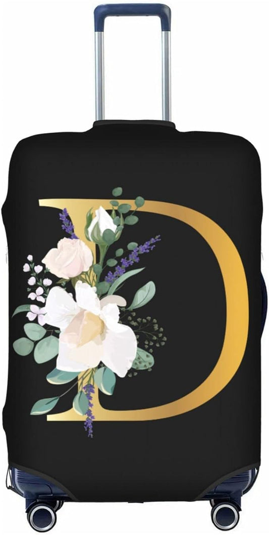 Flower Lette D Black Luggage Cover Elastic Washable Stretch Suitcase Protector Anti-Scratch Travel Suitcase Cover for Kid and Adult XL (29-32 inch suitcase)