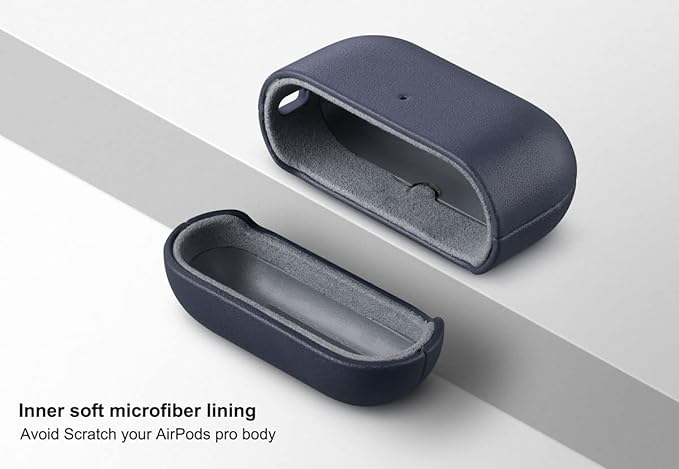 Compatible with AirPods Pro 2nd Generation Leather Case, Lopie Handmade AirPods Pro 2 Leather Case Cover, Protective Case Fully-Wrapped with Top Grain Leather (Not for AirPods Pro 1st Gen) - Blue