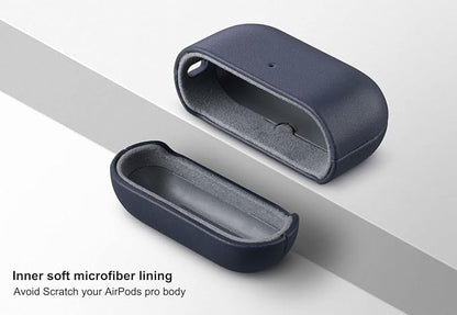 Compatible with AirPods Pro 2nd Generation Leather Case, Lopie Handmade AirPods Pro 2 Leather Case Cover, Protective Case Fully-Wrapped with Top Grain Leather (Not for AirPods Pro 1st Gen) - Blue