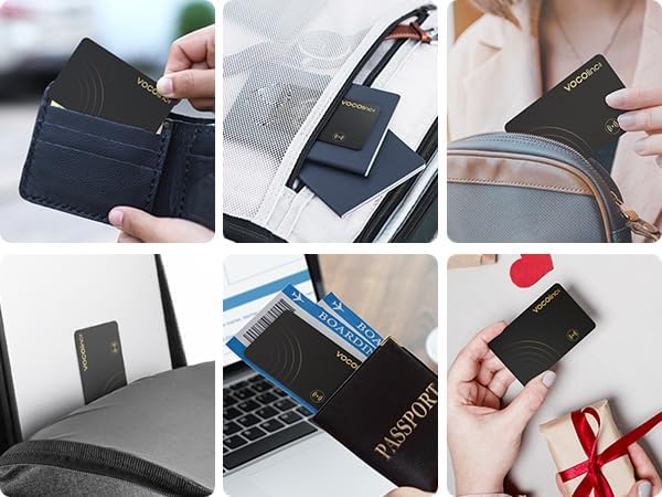 [Apple MFi Certified] VOCOlinc Air Card Tag Rechargeable Wallet Tracker 1.6mm, Item Finder Work with Apple Find My APP (iOS Only, Android not Supported), Bluetooth Locator for Luggage, Suitcase, Bags