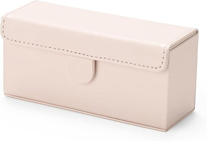 Leather Travel Jewelry Box, Portable Pocket Size Ring Box for Women, Mini Jewelry Travel Case Small Ring Holder Organizer with 12 Slots for purse(Pink)