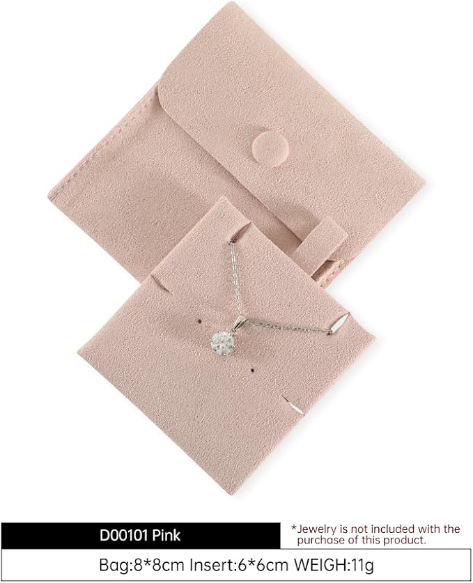 10pc Mini Jewelry Pouch For Necklace Stud Earring，Travel Jewlery Box Case Storage, Small Ring Boxes Pouches Bags Organizer For Women (Pink)
