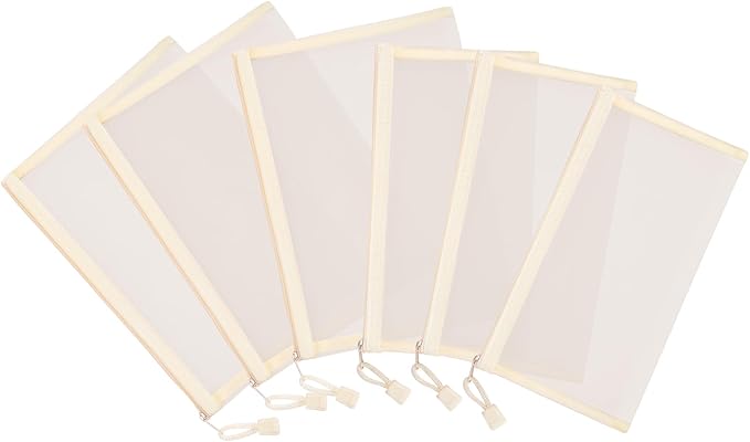 12 Pieces Zipper Nylon Mesh Pouch, Mesh Cosmetic Bags Makeup Bags Pencil Case, Multipurpose Travel Bags for Cosmetic School Office Supplies and Travel Accessories (Beige, A5)