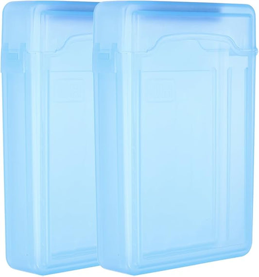 PATIKIL 6.5" x 4.5" Hard Drive Disk Case, 2Pcs Plastic Hard Disk Storage Box Portable Anti-Static Case for 3.5" External SSD HDD, Blue