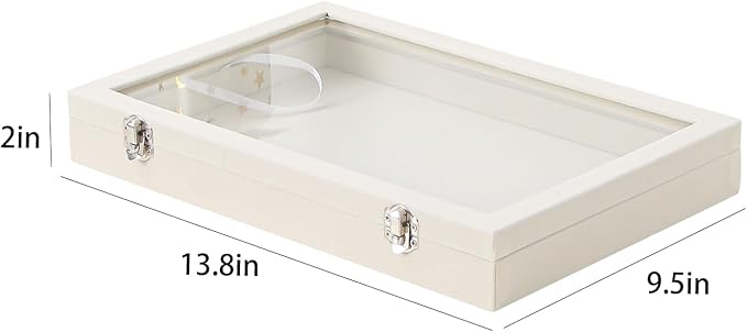 Coward Jewelry Organizer Box, Beige Velvet Blank Display Tray Case with Lid for Storage Necklaces Bracelets Rings Beads and Jewelry Accessories