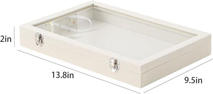 Coward Jewelry Organizer Box, Beige Velvet Blank Display Tray Case with Lid for Storage Necklaces Bracelets Rings Beads and Jewelry Accessories