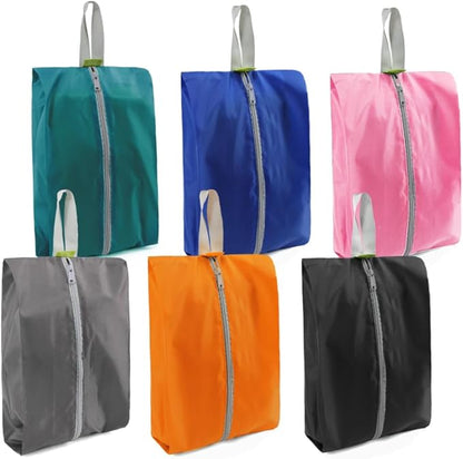 BeeGreen Colorful Dance Shoe Organizer Bags - 6 Pack with Zipper Closure and Handle, Portable Nylon Shoe Bags for Storage, Men's and Women's Travel Gifts