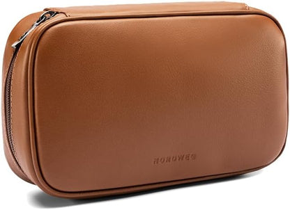 Nordweg Leather Tech Organizer NWA05 – Handcrafted Full-Grain Travel Case for Cables, Chargers & Accessories – Premium Leather Pouch for Work, Travel – Ideal Gift for Men & Women - Caramel