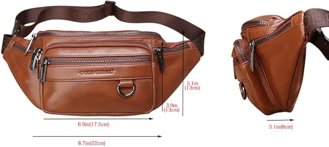 Leather Fanny Pack Mens Genuine Leather Waist Bag Sport Travel Hiking