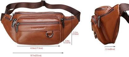 Leather Fanny Pack Mens Genuine Leather Waist Bag Sport Travel Hiking