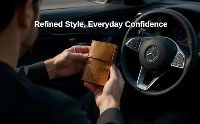 Mens Wallet, Premium Leather Slim Wallet, RFID Blocking Pop-Up Card Holder, Extra Credit Card Slots, Cash Slot, Magnetic Closure, Christmas Gift Ready Gift Box Included