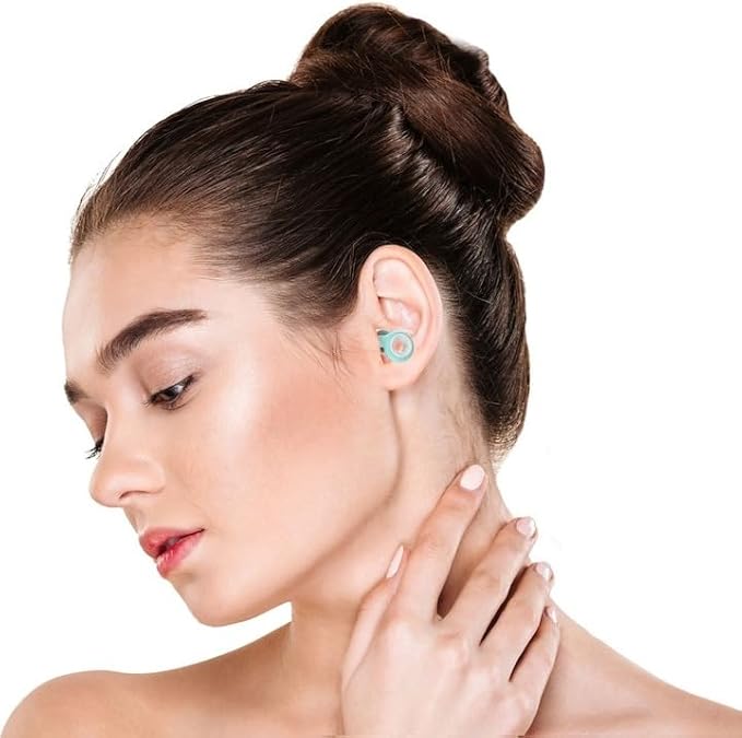 Reusable Silicone Earplugs for Sleeping – Soft Comfort Fit Noise Reduction Up to 27 dB – Ideal for Side Sleepers & Snoring Partners – 1 Pair (White & Green) with Travel Case