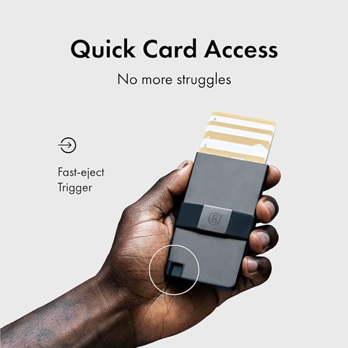 Ekster - Aluminum Cardholder Pro Wallet - All-Metal Aluminum Wallet for Men - Fits 7 Cards, RFID Blocking Layer, Ultra-Thin, Minimalist, Push Button, Card Access, Expandable, Trackable (Space Grey)