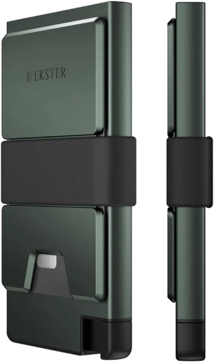 Ekster - Aluminum Cardholder Pro Wallet - All-Metal Aluminum Wallet for Men - Fits 7 Cards, RFID Blocking Layer, Ultra-Thin, Minimalist, Push Button, Card Access, Expandable, Trackable (Forest Green)