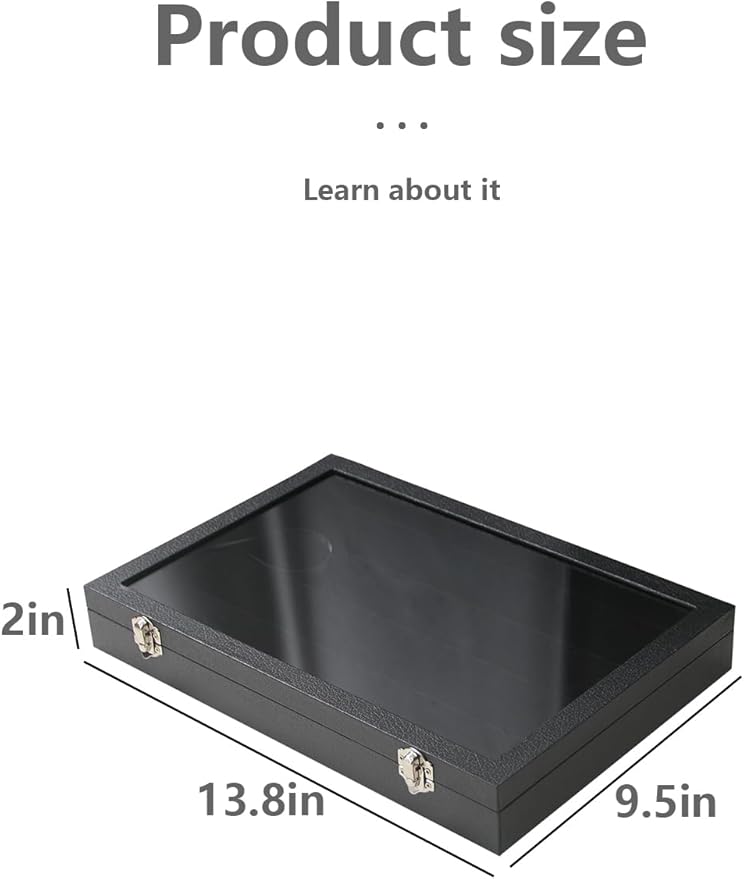 Coward Earring Organizer Tray Box, Black Velvet Earring Jewelry Display Storage Tray Case with Transparent Glass Lid for Home Drawer or Shop Selling