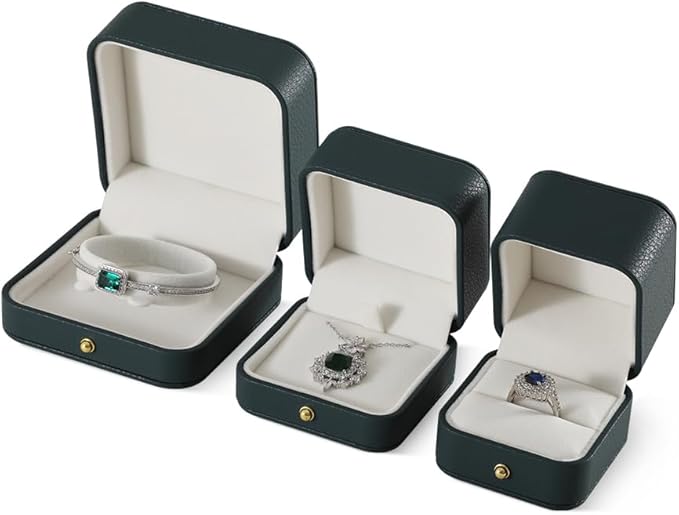 Leather Bracelet Gift Box for Men - Premium Small Luxury Bangle Box (Dark Green)