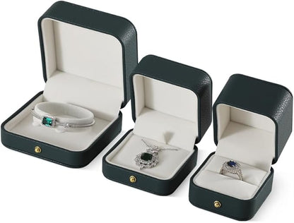 Leather Bracelet Gift Box for Men - Premium Small Luxury Bangle Box (Dark Green)