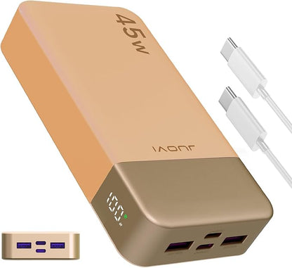 Power Bank Fast Charging, 20000mAh 45W Portable Charger, Samsung Super Fast Charging Portable Phone Charger, USB C Power Bank for MacBook, iPhone 15 14 13 Pro Samsung S24 S23 (Orange)