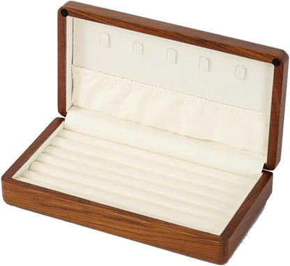 Bescott Solid Wood Rings Cufflink Earrings Box Jewelry For Travel Organizer Storage For Multiple Rings Wooden Case Holders For Women Men Gift