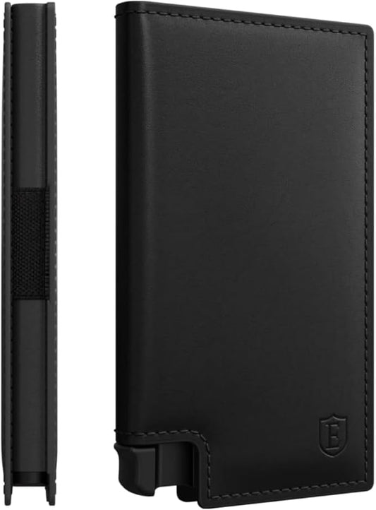 Ekster - Parliament Pop Up Wallet for Men - RFID Blocking Metal Card Holder Wallet with Push Button and Card Ejection - Minimalist Leather Tactical Daily Carry Parliament - Easy Access, Nappa Black
