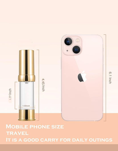 Gold 15ML 0.5 oz Airless pump bottle Toiletries Travel Size containers airport essentials Dispenser with Box Reusable mini lotion plastic travel bottles 4 Packs