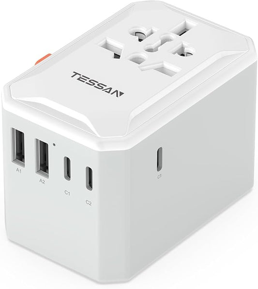 TESSAN Universal Travel Adapter, International Power Adapter with 5 USB Ports (3 USB C), Worldwide Plug Adaptor for US to Europe UK France Germany Spain Ireland Australia Japan (Type C G A I)