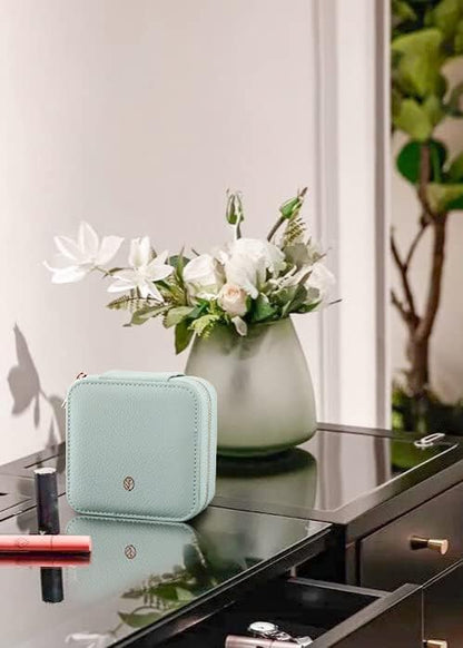 S.Leaf Travel Jewelry Organizer Boxes for Women Small Portable Necklace Earrings Bracelet Rings Travel Case Best Friend Birthday Gifts for Women Trendy (02_Lychee_Haze_Blue)