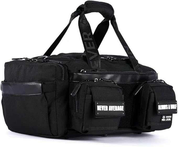 WOLFpak 20L Mini Duffle Bag for Gym & Travel | Waterproof Carry-On Weekender Bag with Shoe Compartment, Hard Bottom, and Tactical Molle System (Alpha Black)