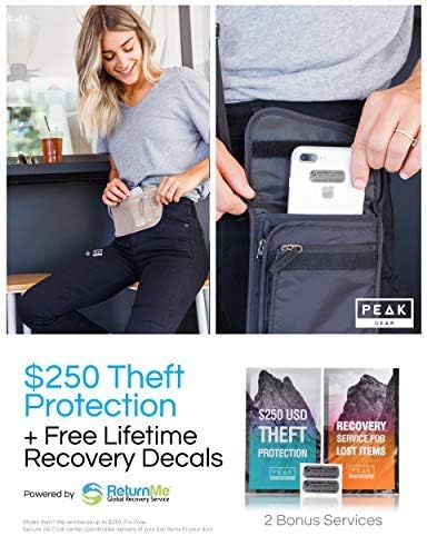 Peak Gear Travel Money Belt. Premium Quality Travel Wallet with RFID Blocking Fabric to Protect Credit Cards, Passports and Documents. Exclusive Theft Protection and 2 Recovery Tags | Beige