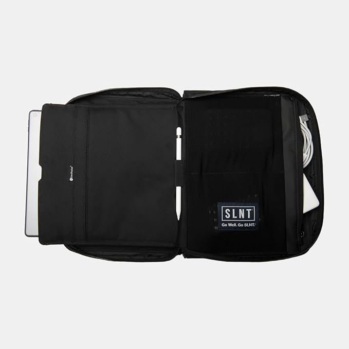 SLNT Essentials Tech Organizer with Faraday Tablet Sleeve & RFID-blocking Pocket - Signal-shielding Storage Case for Tablet & Accessories, Passport, Credit Cards - Lockable D-ring, Water-resistant